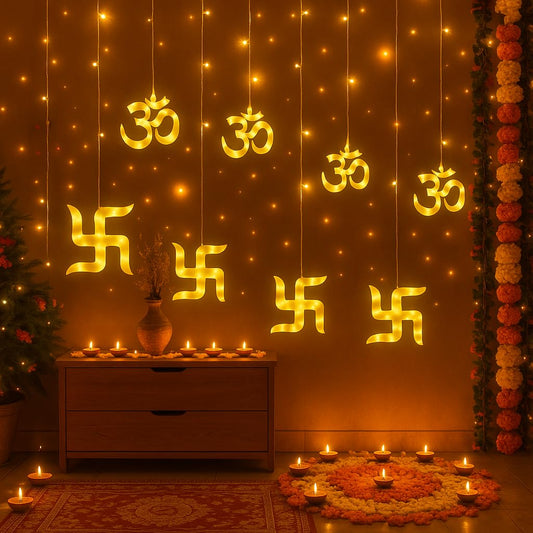 Swastik Curtain Lights for Diwali Hindsutra™