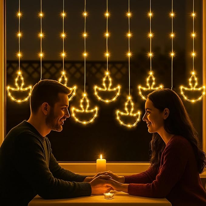 HindSutra™ 10-Diya Fairy Curtain Lights