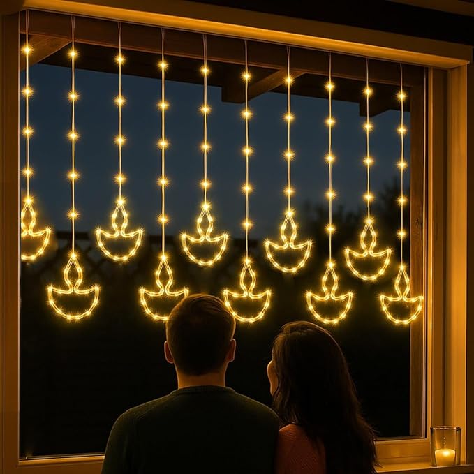 HindSutra™ 10-Diya Fairy Curtain Lights
