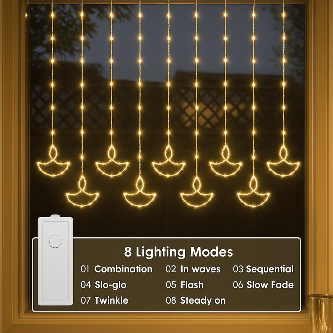 HindSutra™ 10-Diya Fairy Curtain Lights