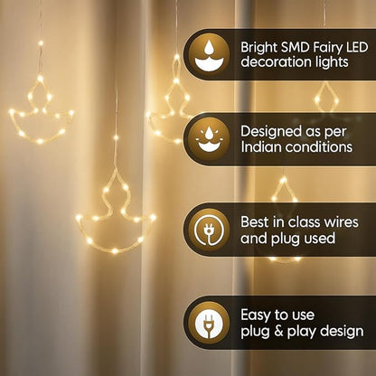 HindSutra™ 10-Diya Fairy Curtain Lights