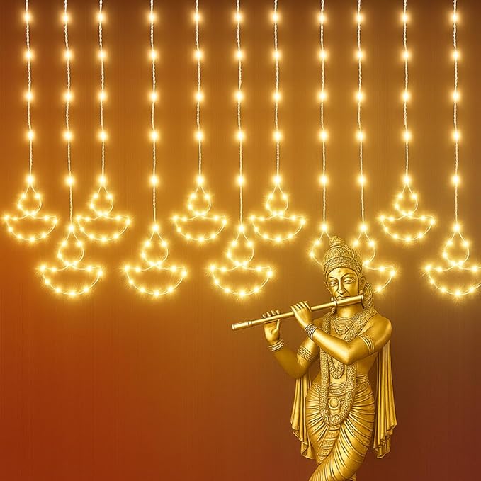 HindSutra™ 10-Diya Fairy Curtain Lights