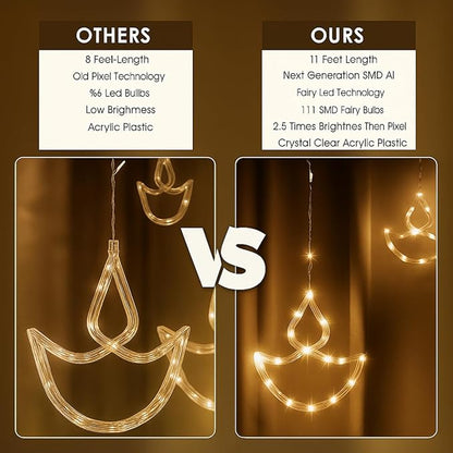 HindSutra™ 10-Diya Fairy Curtain Lights