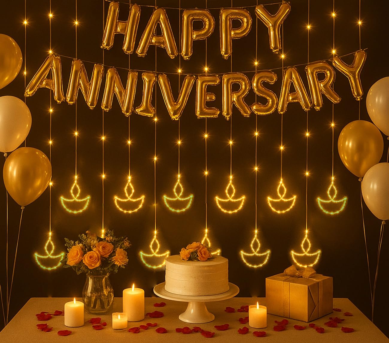 HindSutra™ 10-Diya Fairy Curtain Lights