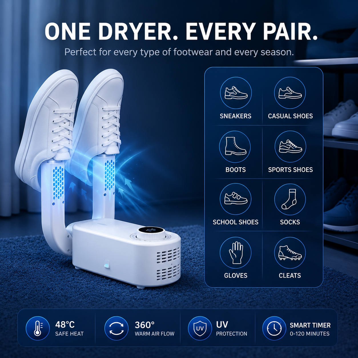 DryPro™ Electric Shoe Dryer & Warmer | Dry Shoes Overnight